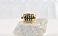 Vintage 18k Yellow Gold Sapphire & Diamond Ring, Size 7.5 - 8.9g