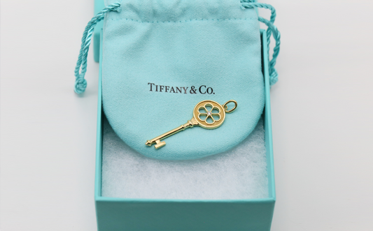 Tiffany & Co. 18k Yellow Gold Diamond Blossom Flower Key Pendant - 4.1g