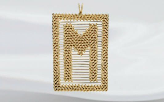 14k Yellow Gold Letter "M" Pendant - 24.2g