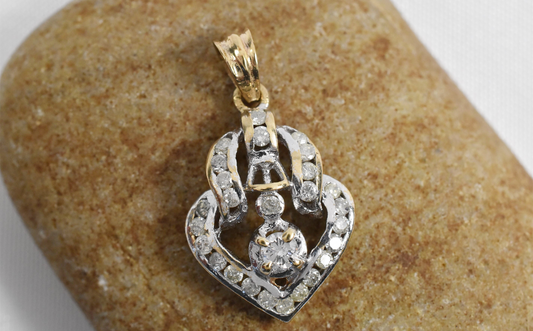 Vintage 10k Yellow & White Gold Diamond Pendant, 2.2g