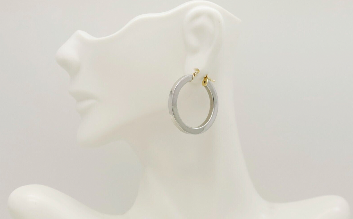 Milor 14k White Gold Ladies 25mm Hoop Earrings - 4.6g