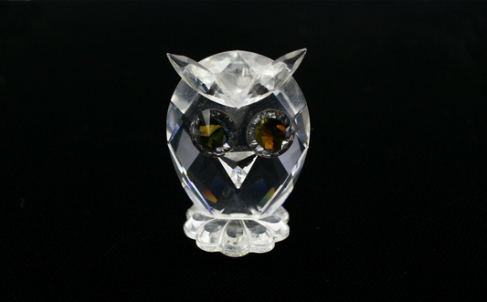 Swarovski Crystal Figurine Miniature Owl 010014 Block Logo