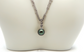 Estate 14k White Gold Tahitian Pearl & Diamond Necklace, 16.75 inches - 8.1g