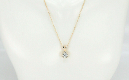 14k Yellow Gold Necklace w/ a Beautiful Round 0.75ct SI1/H Diamond, 18 inches - 2.2g