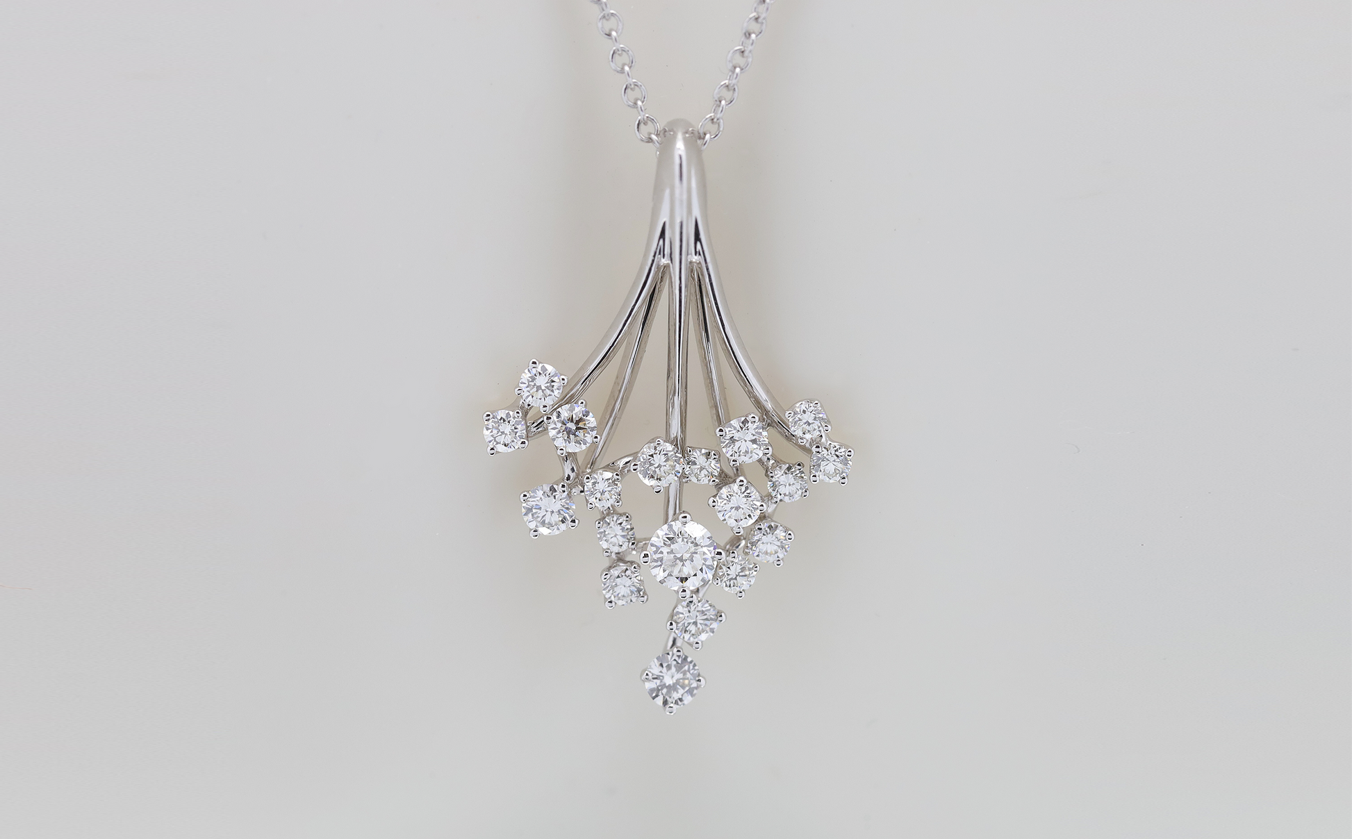 Waterfall V Shape Diamond Necklace in 18k White Gold » Long Island, NY  Jewelry Store