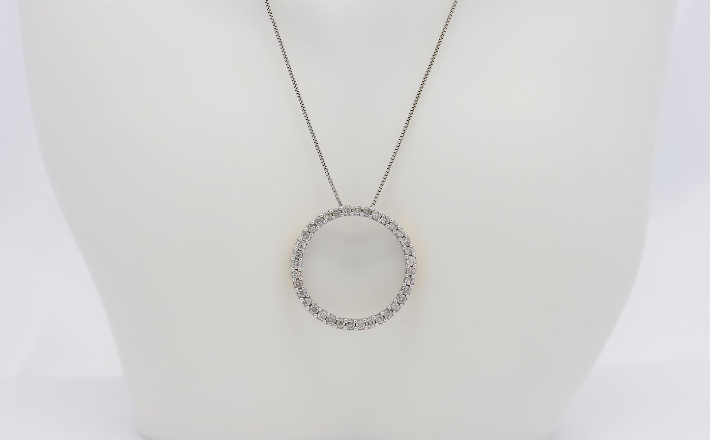 10k & 14k Two-Toned Gold Diamond Open Circle Necklace, 19 inches - 5.0g