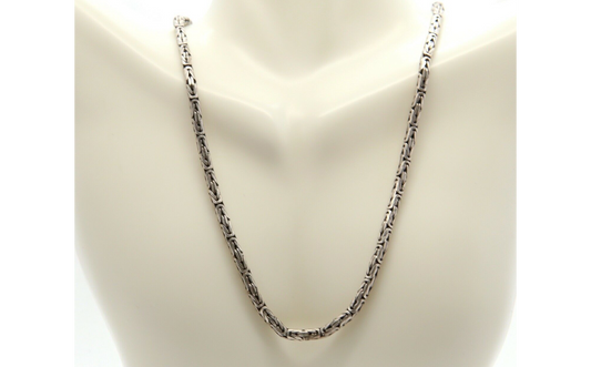 Sterling Silver Byzantine Chain Necklace, 16 inches - 26.4g