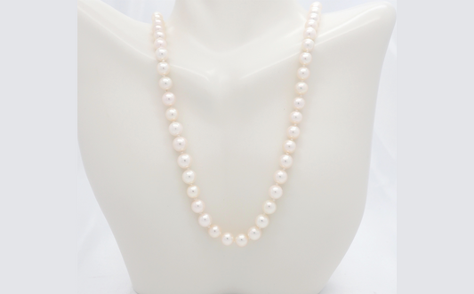 14k Yellow Gold Classic Pearl Strand Necklace, 17 inches - 20.5g