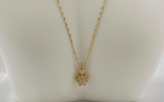14k Yellow Gold PGDA Italy Diamond Pendant Necklace, 20 inches - 2.4g