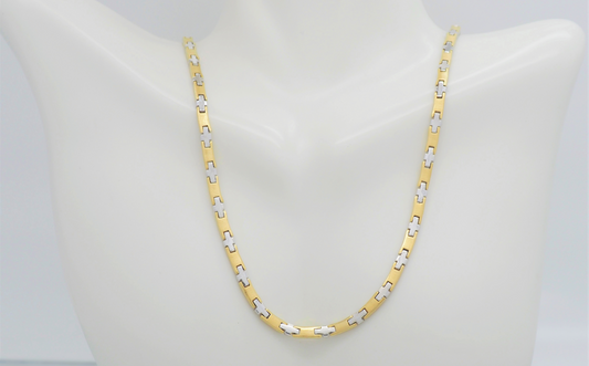 Handmade 19.2k Portuguese Yellow & White Gold Chain, 17.25 inches - 28.0g