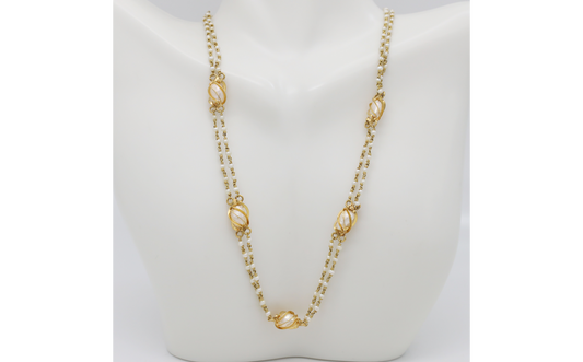 Vintage 18k Yellow Gold Beaded Pearl Choker Necklace, 15-16 inches - 12.6g