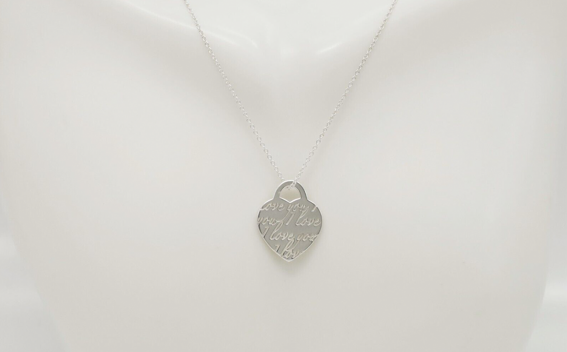 Tiffany & Co Silver Heart Love Signature Bead Pendant Necklace in Box Pouch  Rare | eBay