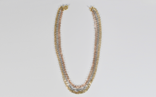 18k Tri-Color Gold Multi-Strand Necklace, 16.5 inches - 19.6 grams