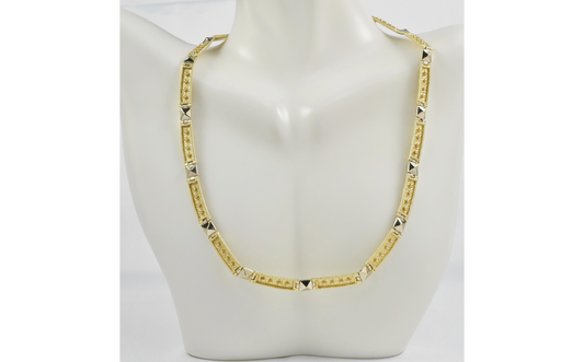 Vintage 14k Yellow & White Gold Link Choker, 16 inches - 30.0g