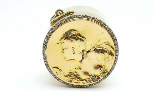 Antique 14k Yellow Gold Rare Box w/ Diamonds - 48.6g