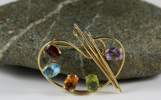 Vintage 14k Yellow Gold Van Dell Artists Palette Brooch - 4.7g