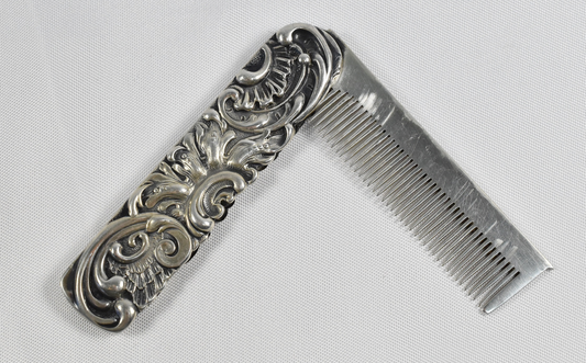 Rare Antique George W Shiebler Sterling Silver Folding Pocket Comb, 29.1g