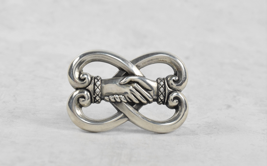 Vintage James Avery Sterling Silver Holding Hands Brooch, 12.0g