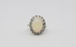 Vintage 14k White Gold Opal & Diamond Ring, Size 5.75 - 7.0g