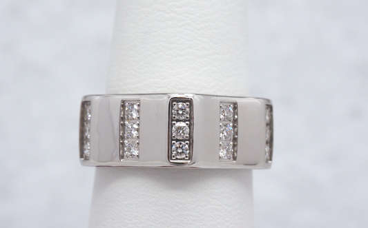 18k White Gold Montblanc Diamond Band Ring, Size 7.5 - 14.4g