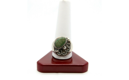 Sterling Silver Green Aventurine Ring, Size 11 - 15.5g