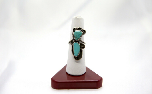 Vintage Sterling Silver Turquoise Ring, Size 6.5 - 4.8g