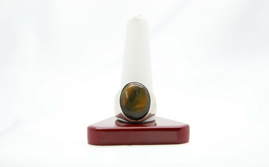 Sterling Silver Tiger's Eye Ring, Size 13 - 15.4g