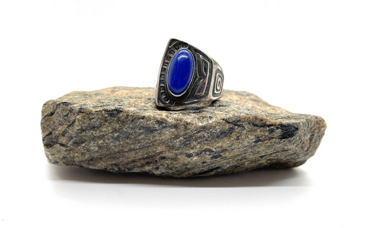 Sterling Silver Blue Lapis Ring, Size 6.5 - 12.7g