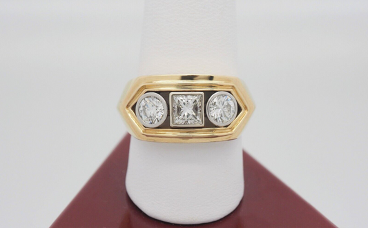 18k Yellow Gold Men's 1.6cttw Diamond Ring, Size 10 - 16.1g