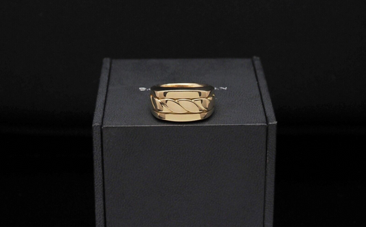 David Yurman Solid 18k Yellow Gold Contemporary Cigar Ring, Size 8 - 19.1g