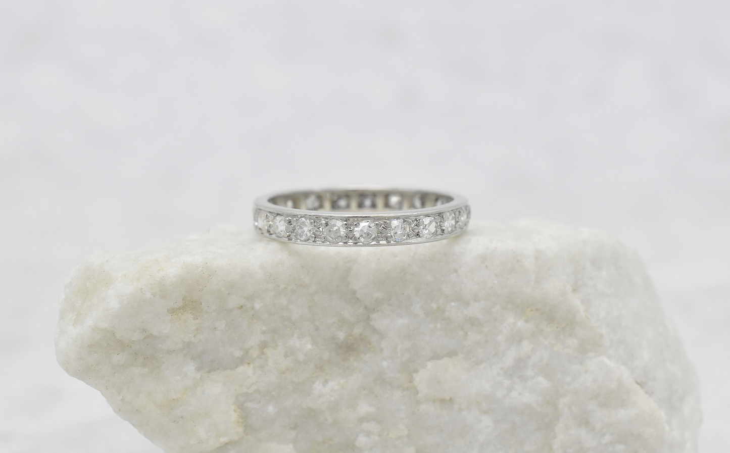 18k White Gold Diamond Eternity Band, Size 7.25 - 3.4g