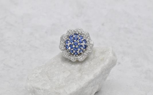 Le Vian 18k White Gold Sapphire & Diamond Ring, Size 6 - 10.3g