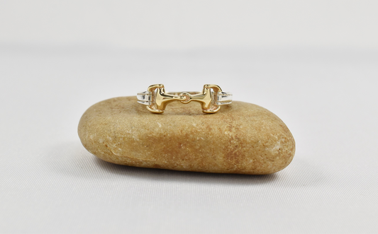 Kabana Sterling Silver & 14k Yellow Gold Horse Snaffle Bit Ring, Size 9.75 - 3.8g