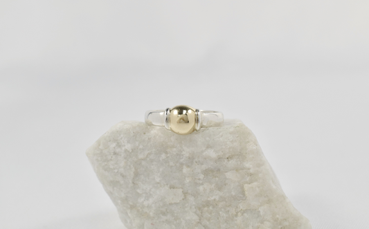 Sterling Silver & 14k Yellow Gold Ring, Size 7.5 - 3.4g