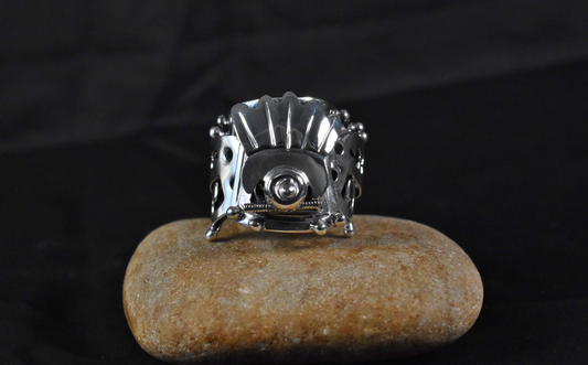 Sterling Silver Taxco Mexico Compartment Ring, Size 9 (Adjustable) - 10.0g