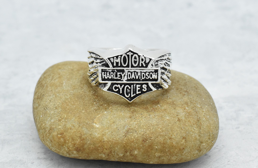 Sterling Silver Harley Davidson Ring, Size 9.25 - 13.8g