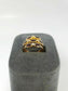 19.2k Portuguese Yellow Gold Garnet & Diamond Ring, Size 8 - 4.5g