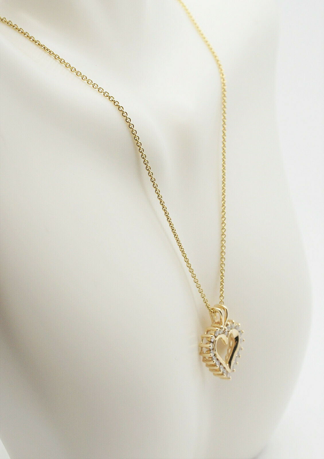 14k Yellow Gold Heart Diamond Pendant Necklace 0.5cttw, 18 inches - 6.0g