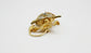 Circa 1950's Vintage 14k Yellow Gold Hematite Diamond & Emerald Lion Pin Brooch