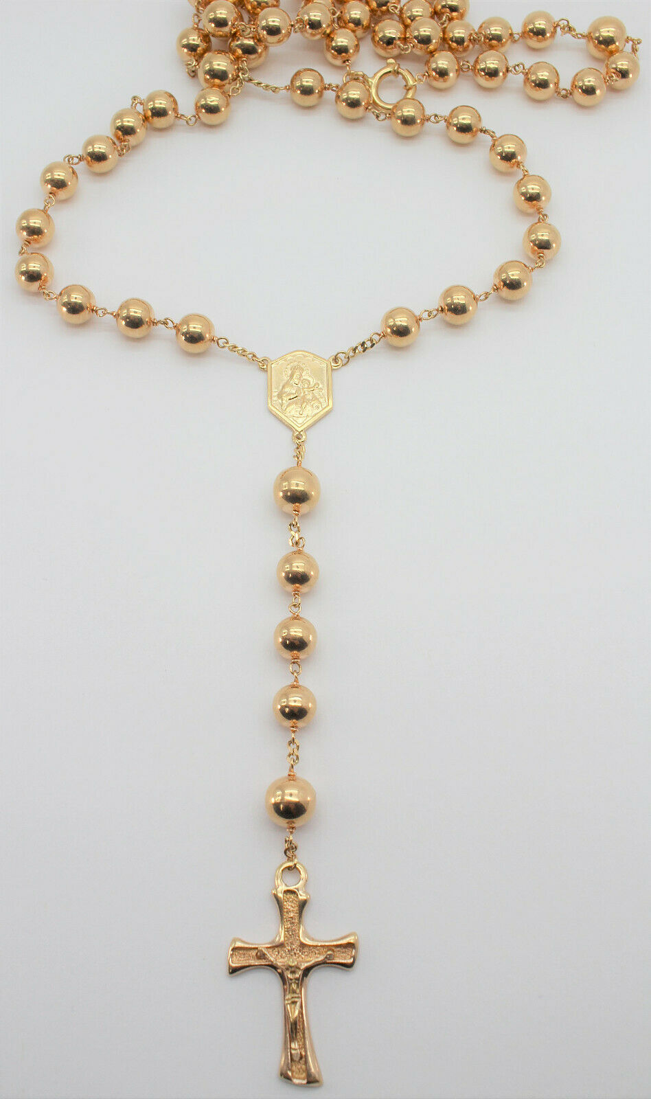 Custom 10K Gold Color Diamond Rosary Necklace 000031