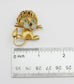 Circa 1950's Vintage 14k Yellow Gold Hematite Diamond & Emerald Lion Pin Brooch