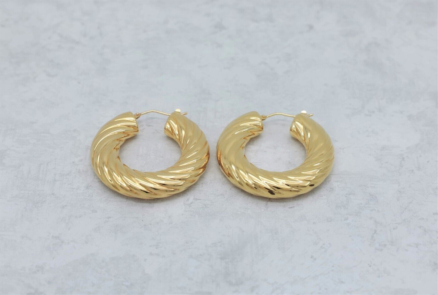 Milor 14k Yellow Gold Ladies 37mm Hoop Earrings - 10.6g