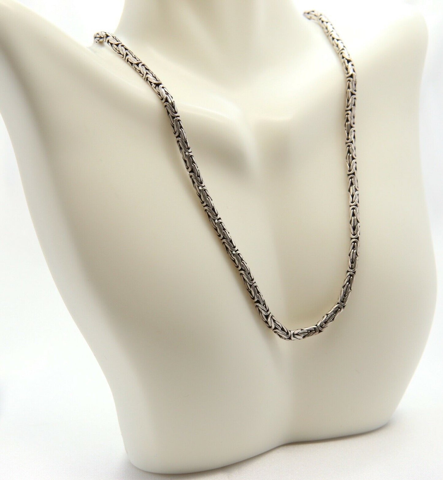Sterling Silver Byzantine Chain Necklace, 16 inches - 26.4g