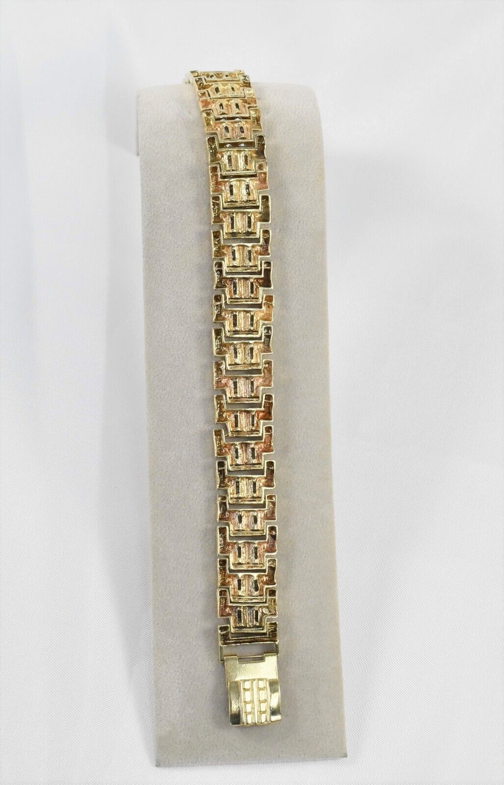 Men's 10k Yellow Gold Cubic Zirconia Link Bracelet, 9.5 inches - 58.3g