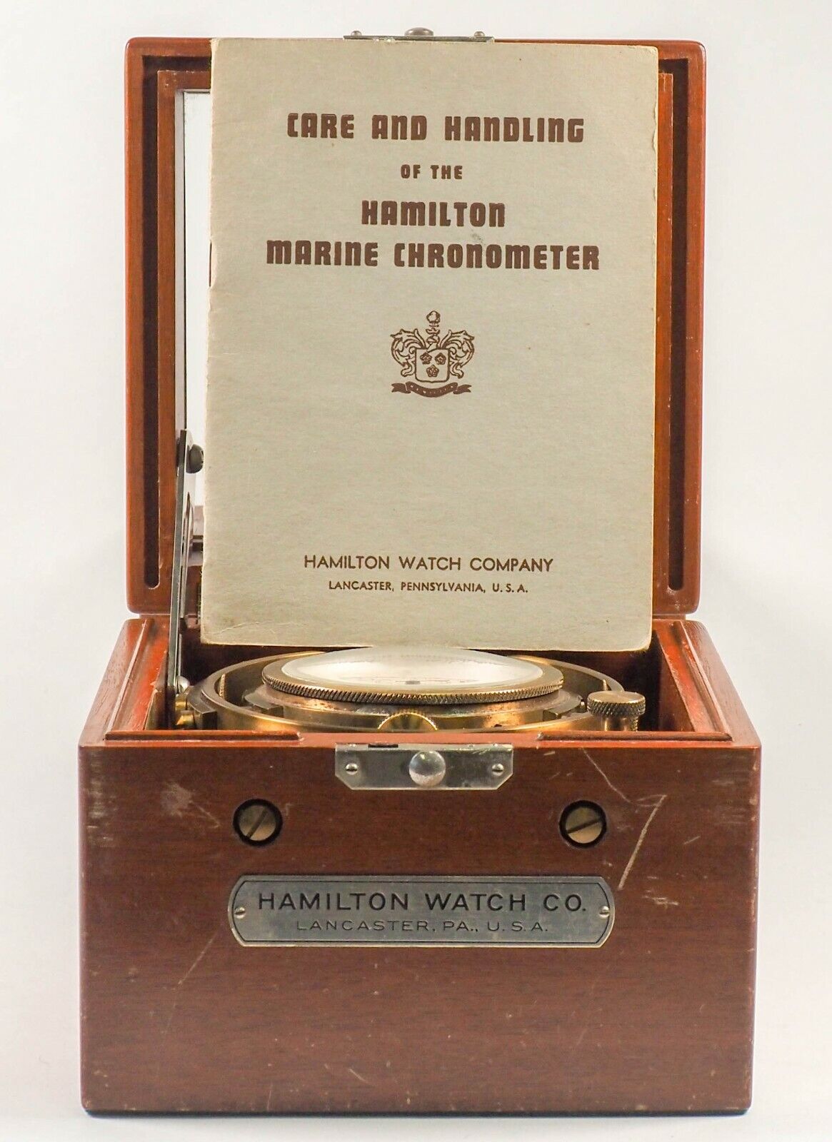 Rare Vintage Hamilton Watch Co. Model 22 Chronometer Watch w/ Wooden Case