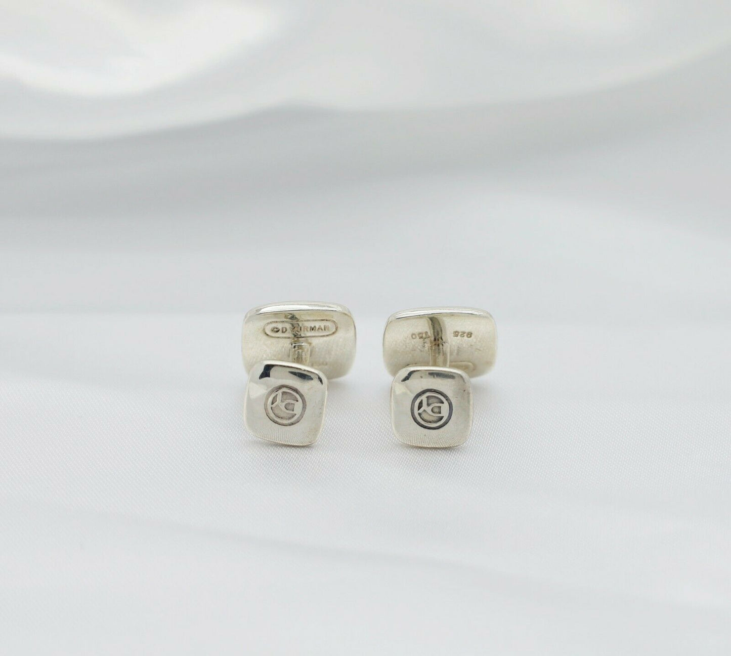 David Yurman Sterling Silver 18k Yellow Gold Logo Cufflinks - 19.8g