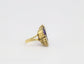 Vintage 18k Yellow Gold Amethyst & Diamond Ring, Size 7 - 10.2g