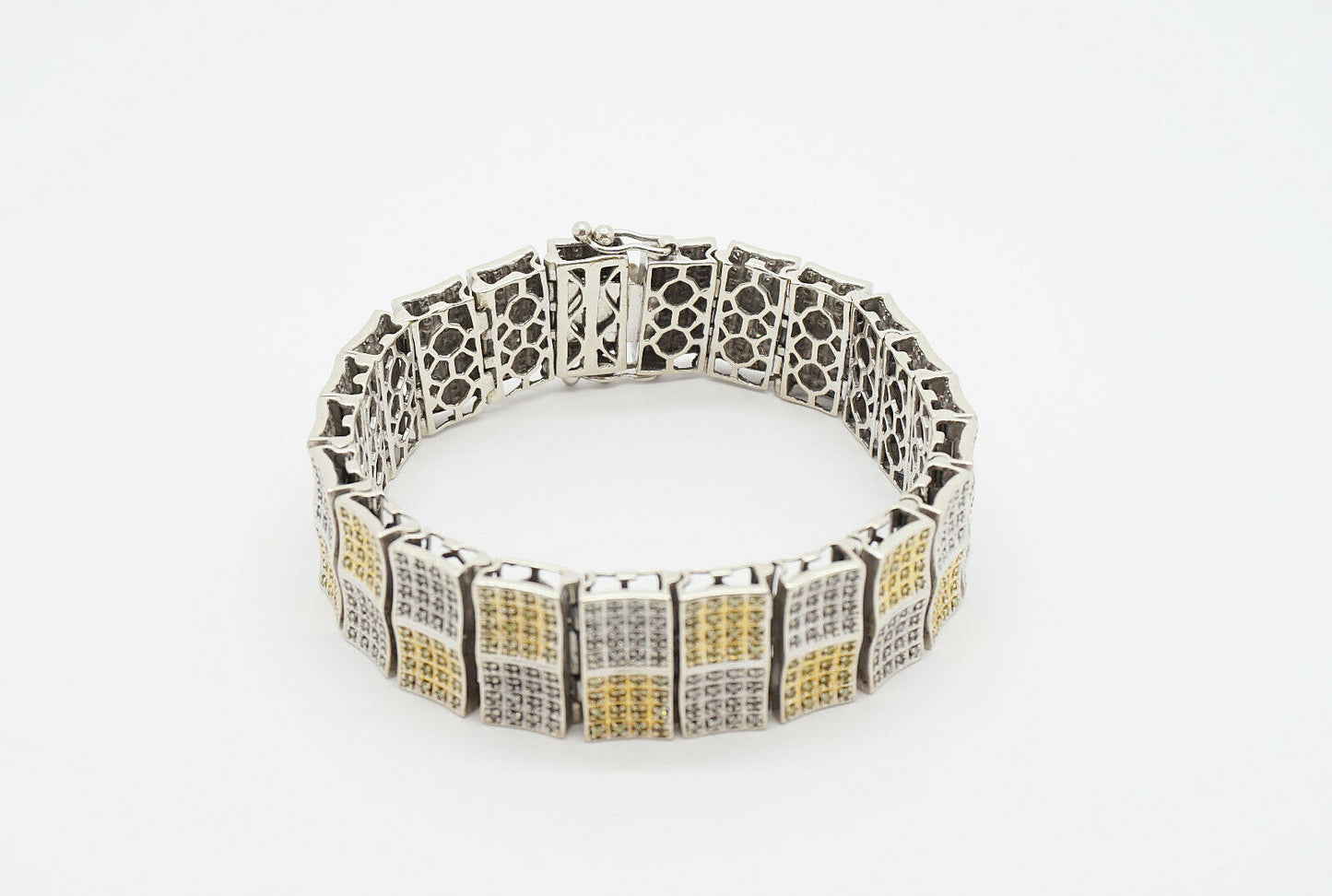 14k White Gold Wide Diamond Bracelet 3.52cttw , 8 inches - 8.8g