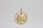 14k Yellow Gold 3D Textured World Spinning Globe Pendant - 7.2g