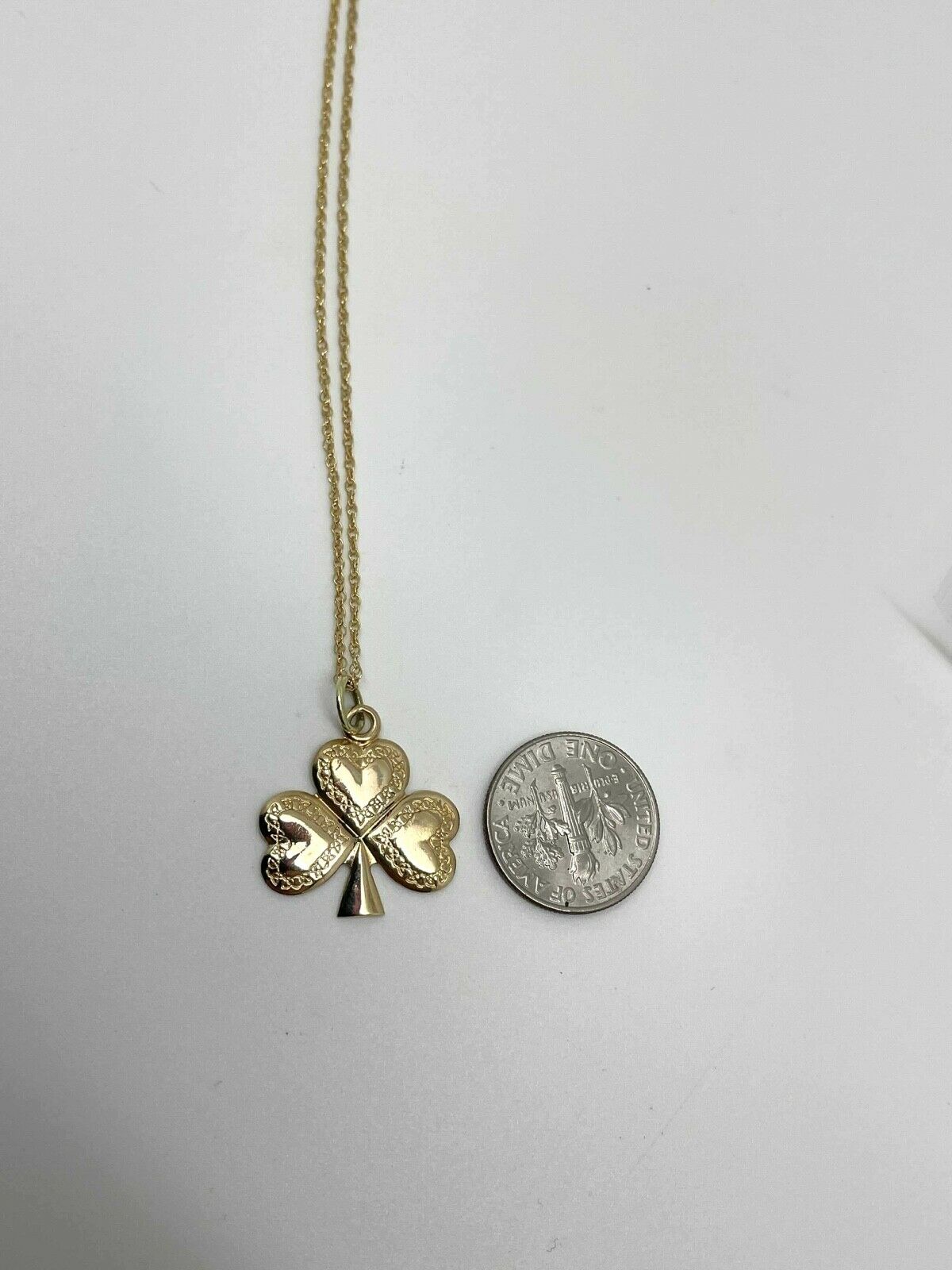 14k Yellow Gold Clover Necklace, Made in Ireland, 24 inches - 4.0g